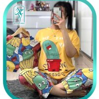 لباس راحتی ۳ تکه دخترانه طرح کاکتوس مدل 008