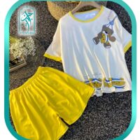 لباس راحتی زنانه دو تکه طرح خرس قهوه ای