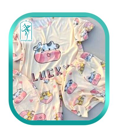 لباس ست 3 تکه راحتی زنانه طرح گاو لاکی مدل 050