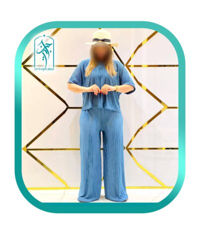 ست لباس راحتی ، مجلسی و خانگی دخترانه پلیسه بگ راه راه مدل 051