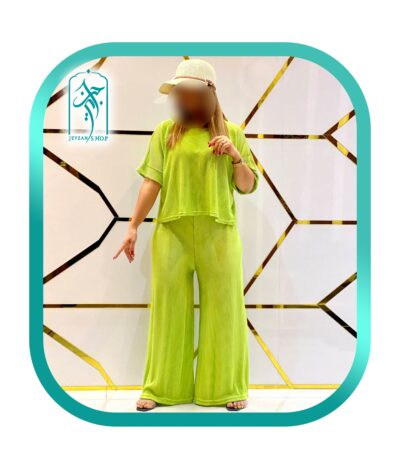 ست لباس راحتی ، مجلسی و خانگی دخترانه پلیسه بگ راه راه مدل 051