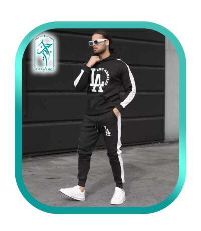 ست هودی و شلوار اسلش مردانه طرح LA مدل 054