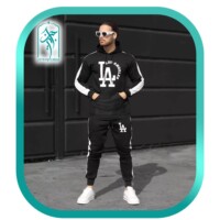 ست هودی و شلوار اسلش مردانه طرح LA مدل 054