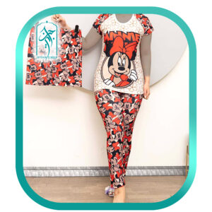 لباس راحتی ۳ تکه دخترانه طرح مینی ماوس مدل 040