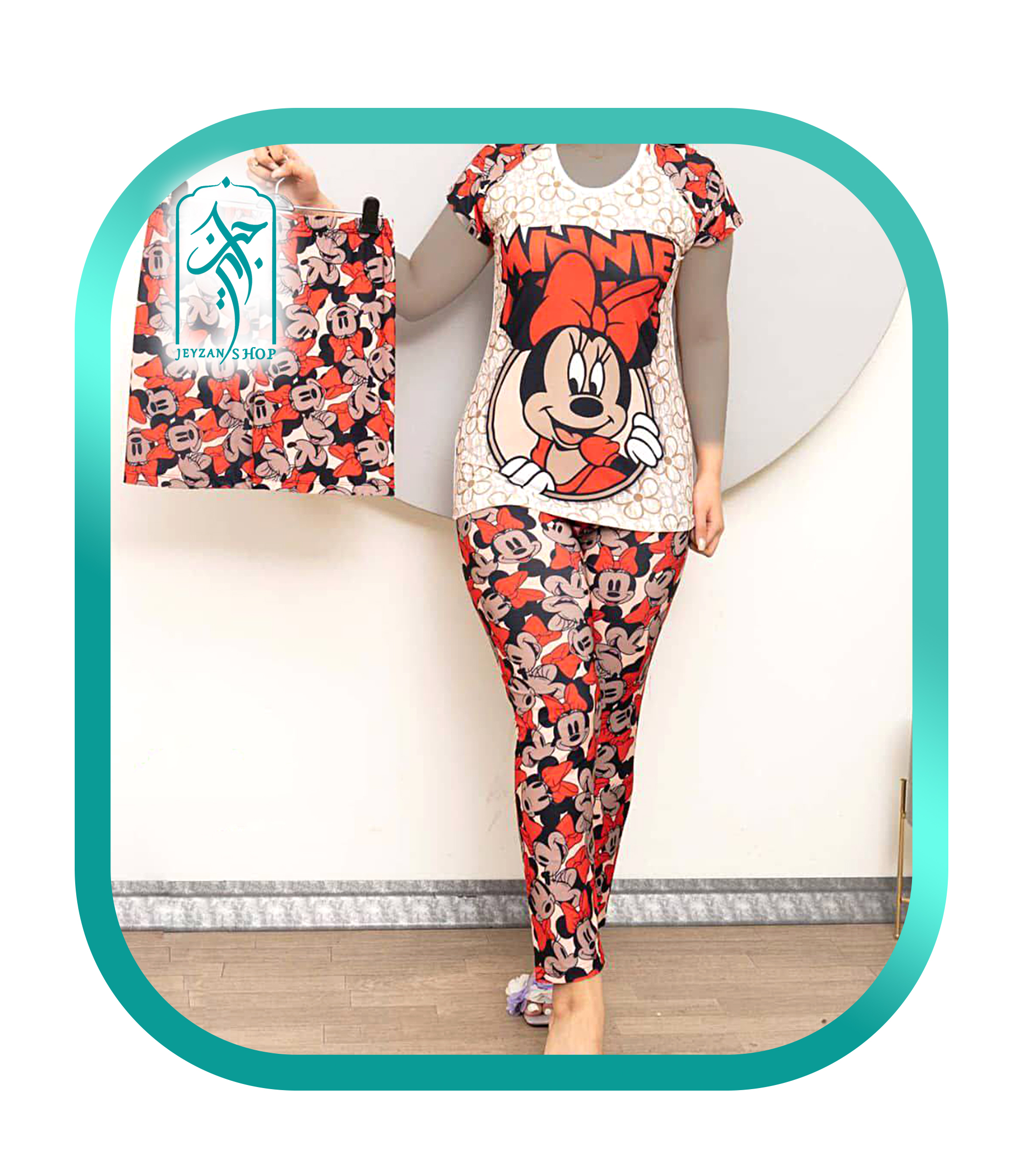 لباس راحتی ۳ تکه دخترانه طرح مینی ماوس مدل 040
