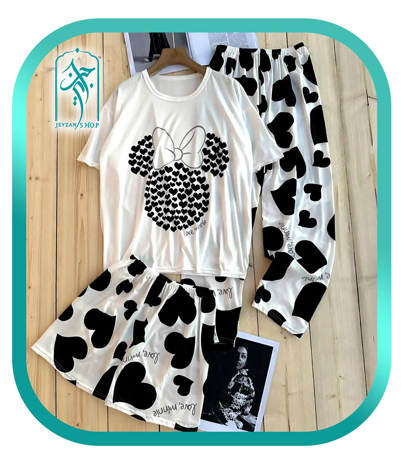 لباس راحتی ۳تکه دخترانه مدل میکی ماوس قلبی 007