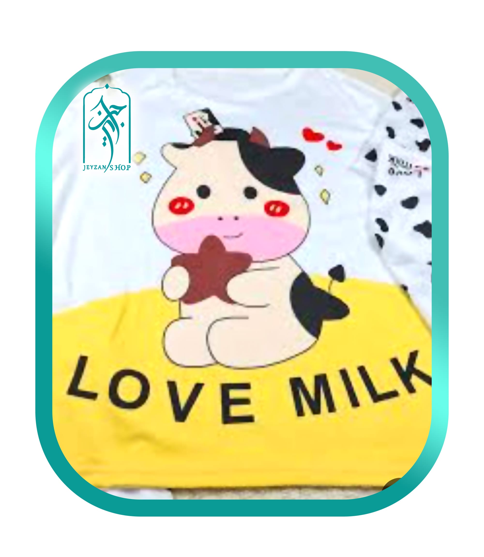 لباس ۳ تکه دخترانه راحتی طرح گاو Love Milk کد 029