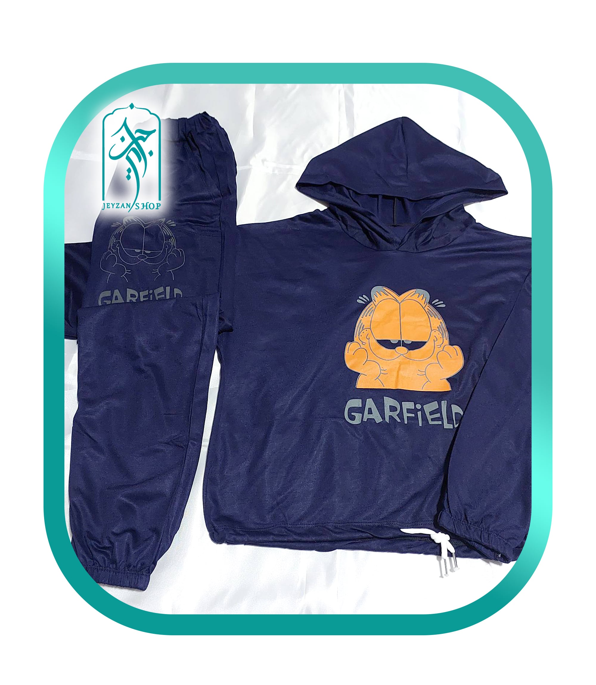 ست کراپ هودی و شلوار زنانه طرح گارفیلد مدل 034