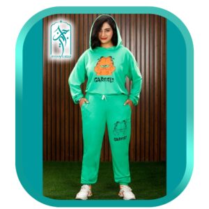 ست کراپ هودی و شلوار دخترانه طرح گارفیلد مدل 035