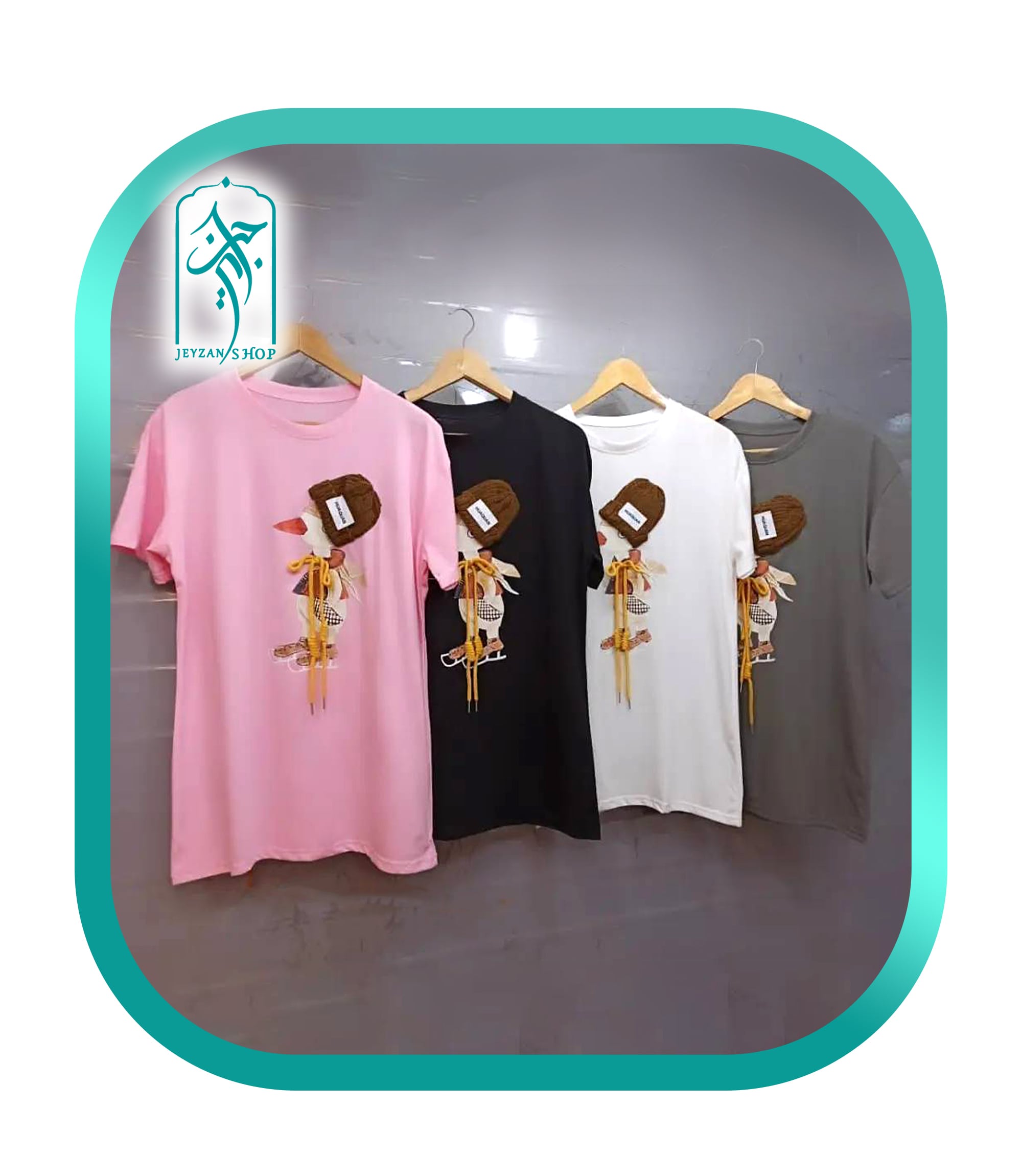 تی شرت دخترانه طرح لک لک کلاه دار مدل 037