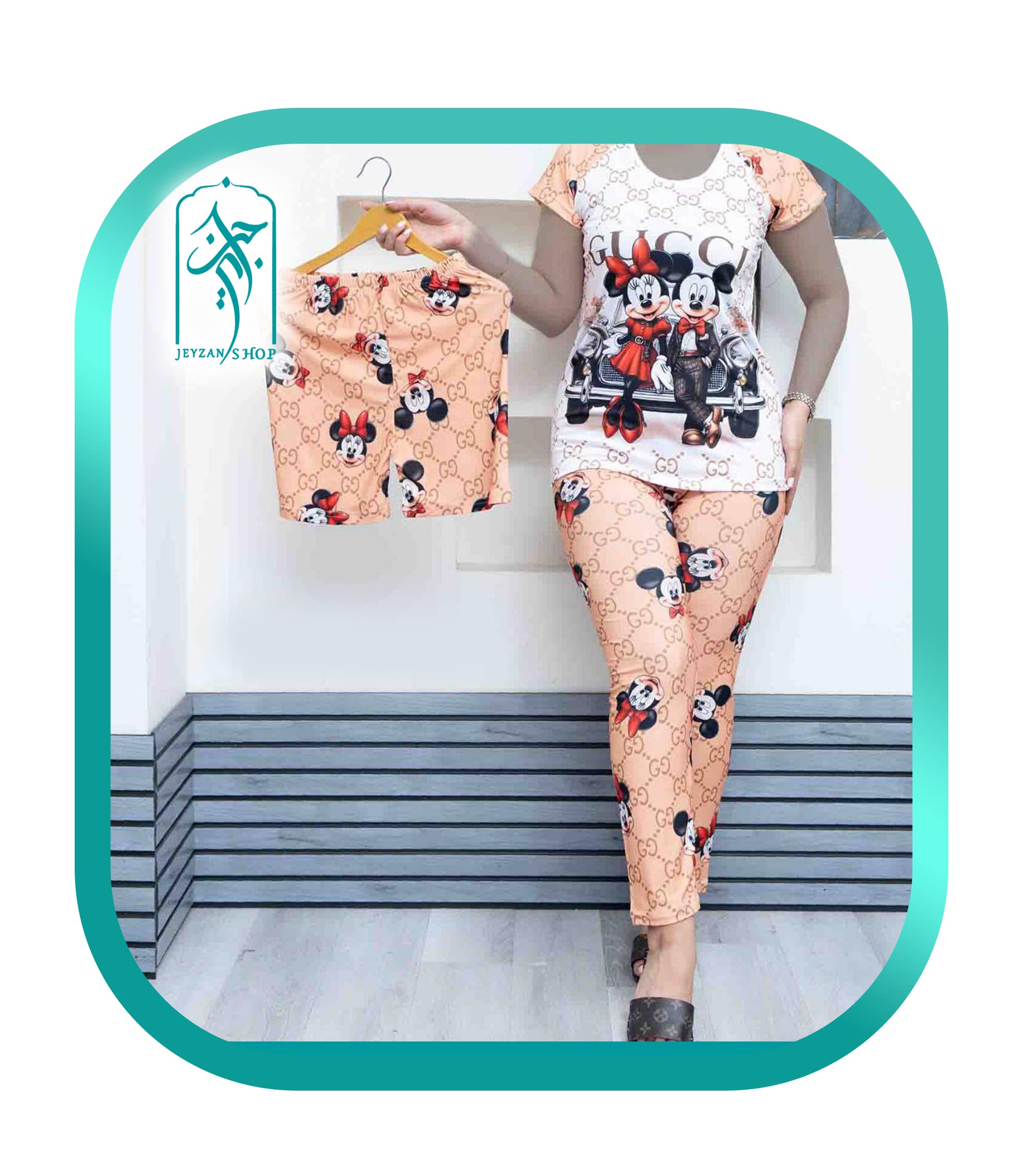 لباس ۳ تکه دخترانه راحتی طرح میکی ماوس گوچی مدل 031