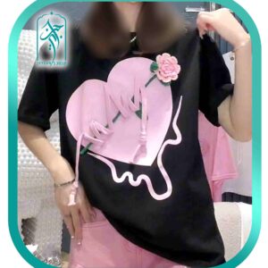 تیشرت زنانه لش آستین سه ربع گل برجسته