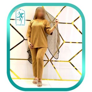 ست لباس زنانه راحتی و خانگی مراکشی یقه گرد ۳ دکمه مدل 052