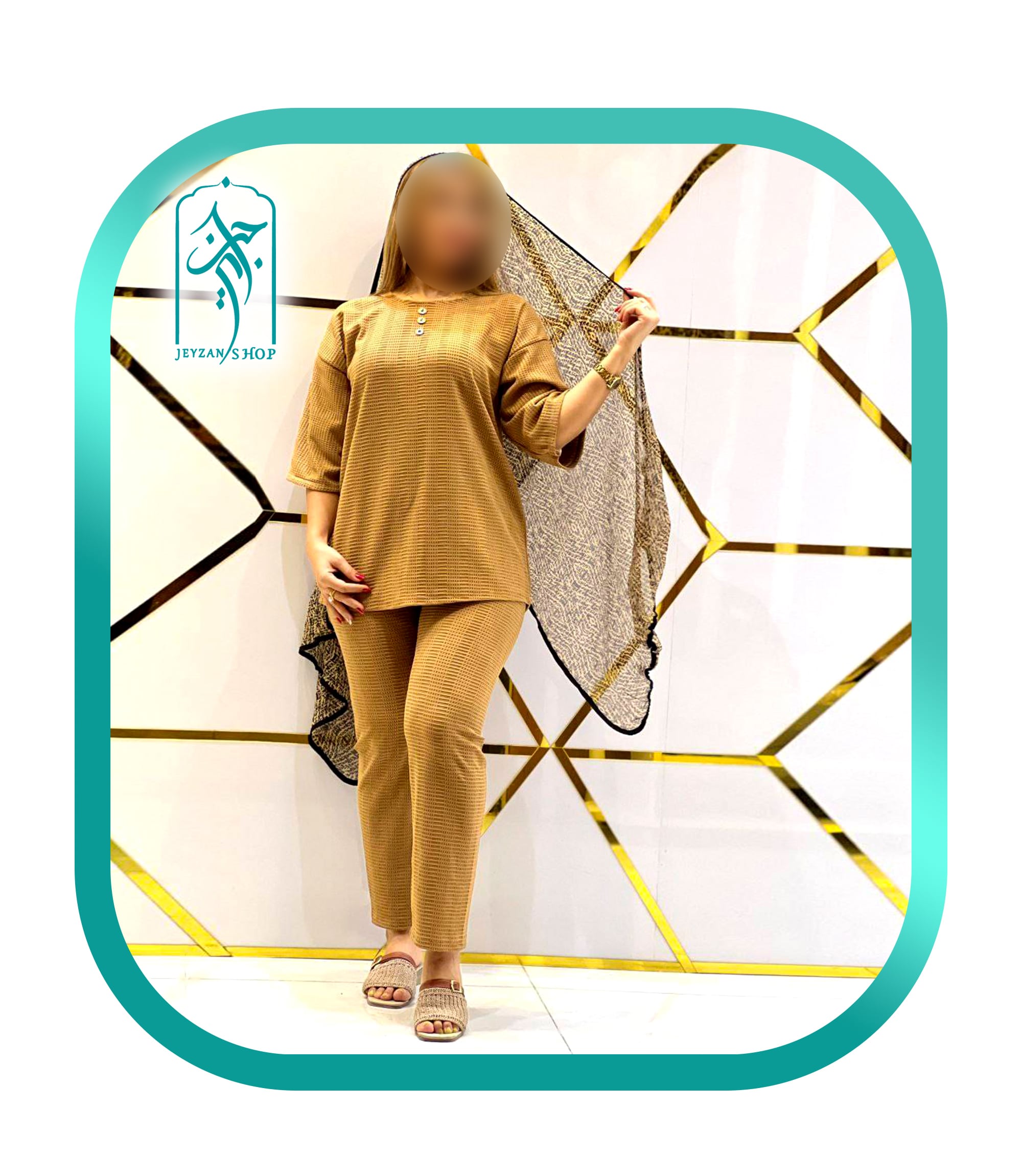 ست لباس زنانه راحتی و خانگی مراکشی یقه گرد ۳ دکمه مدل 052