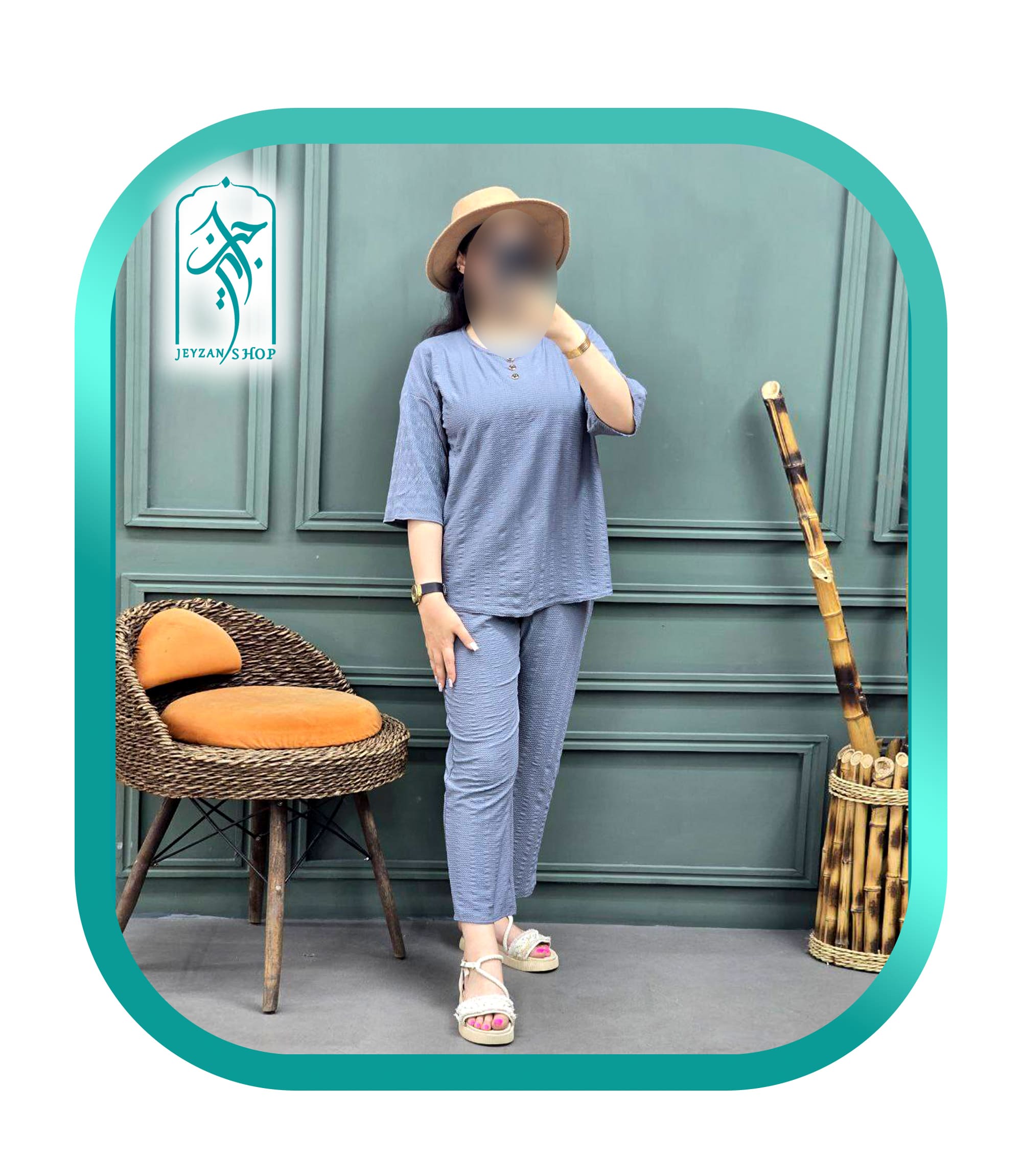 ست لباس زنانه راحتی و خانگی مراکشی یقه گرد ۳ دکمه مدل 052