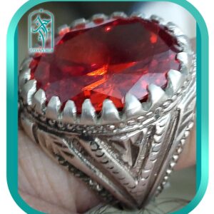 انگشتر نقره نگین اتمی قرمز مدل 004