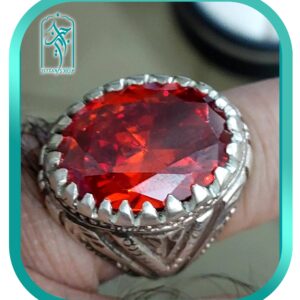 انگشتر نقره نگین اتمی قرمز مدل 004