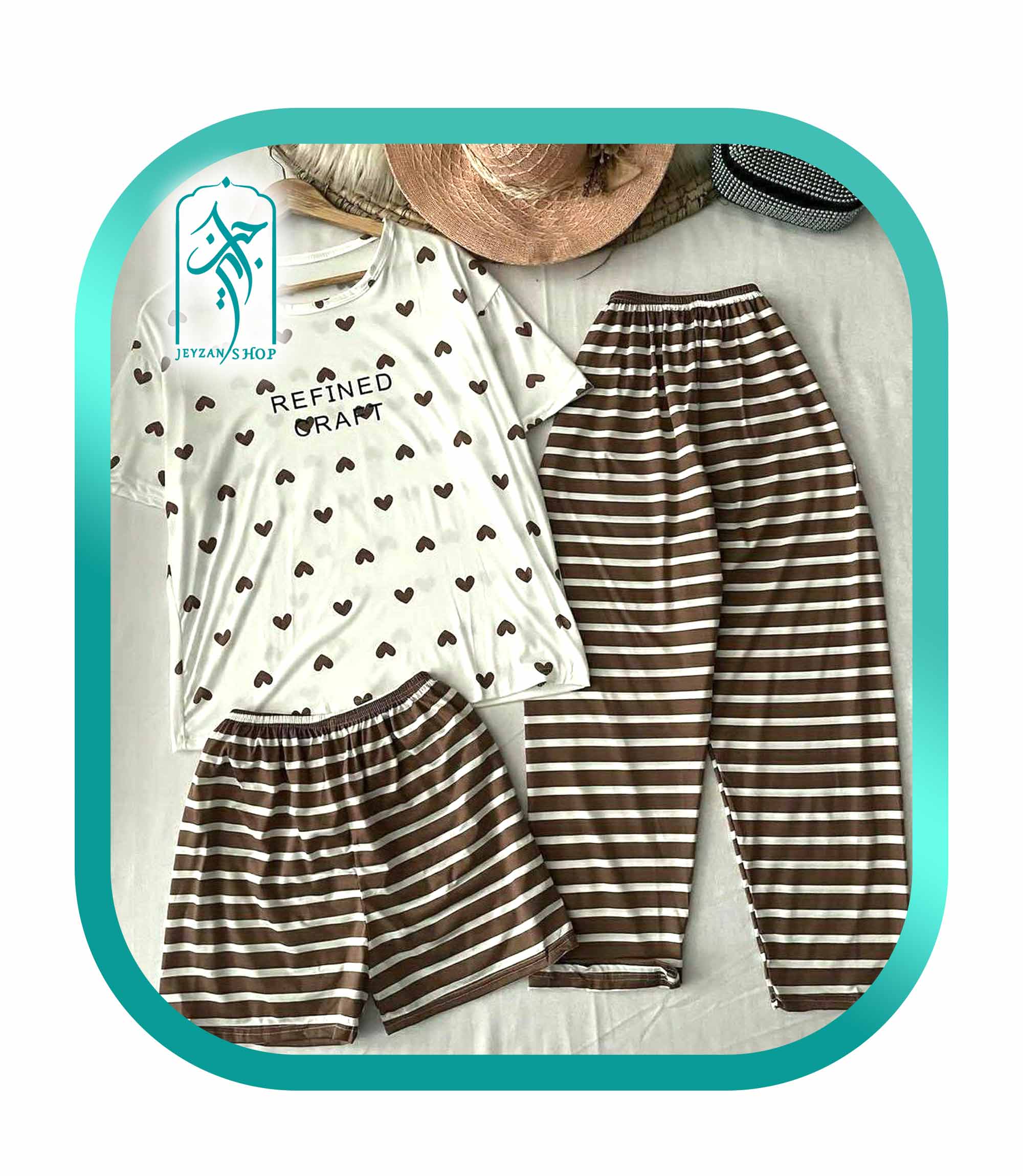 لباس ست 3 تکه راحتی زنانه طرح قلبی Refined Craft مدل 047