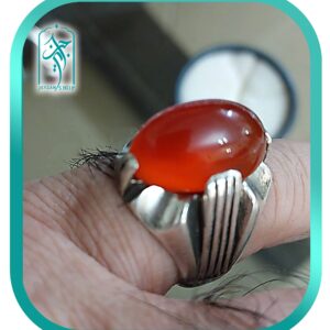 انگشتر نقره مردانه عقیق مشهد مدل 003