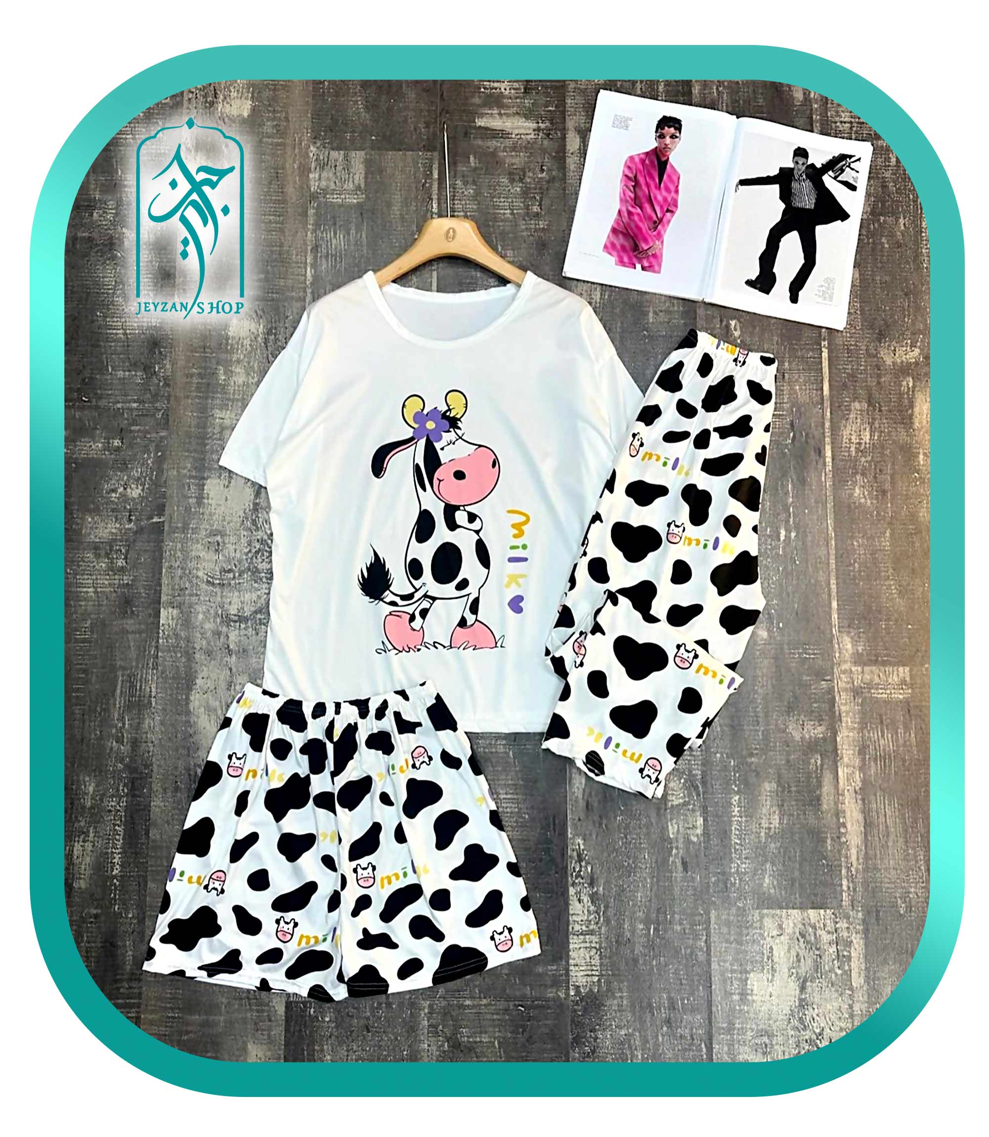 ست 3 تکه لباس راحتی زنانه طرح گاو