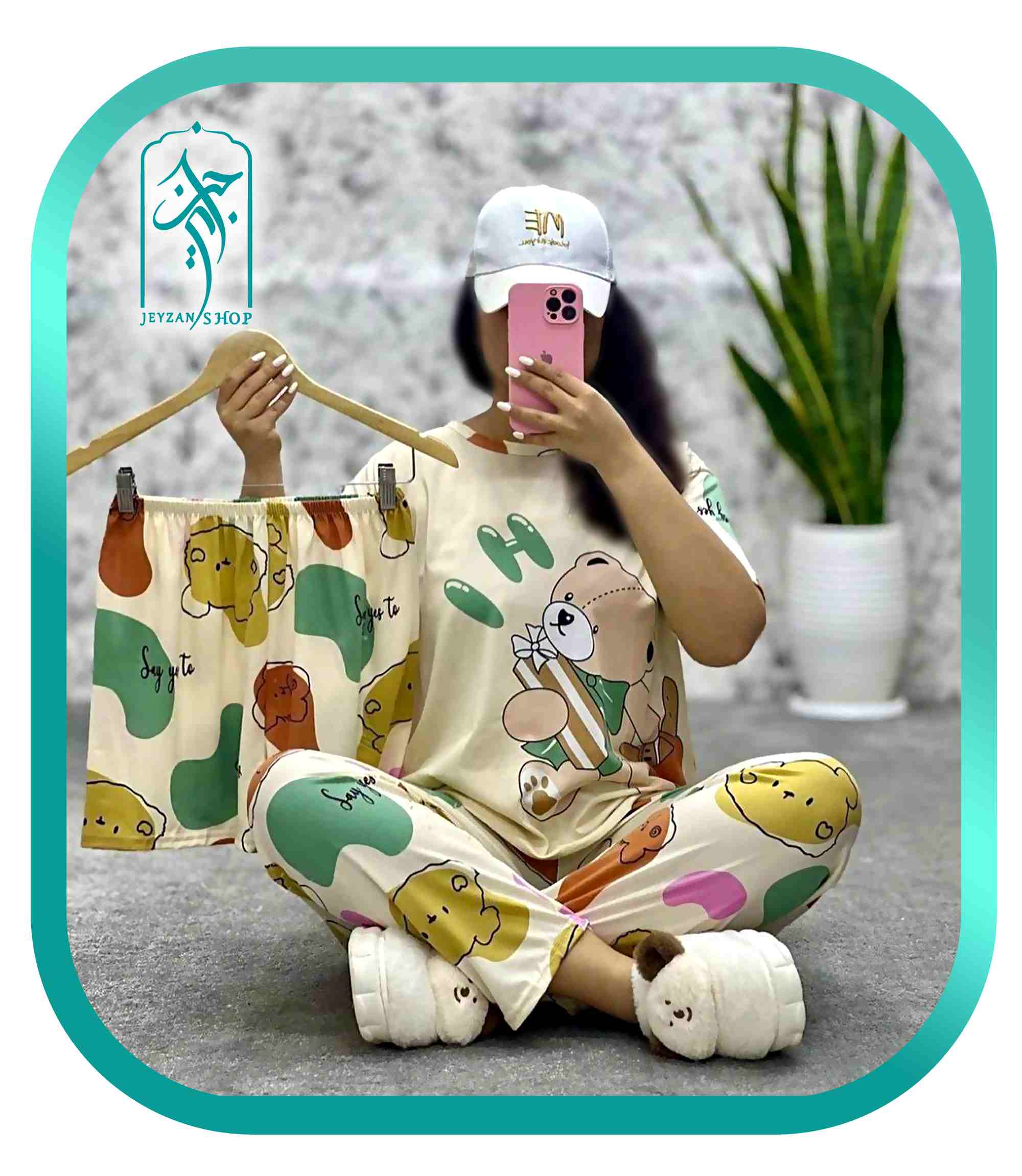 لباس راحتی دخترانه ست 3 تکه طرح خرسی مدل 019