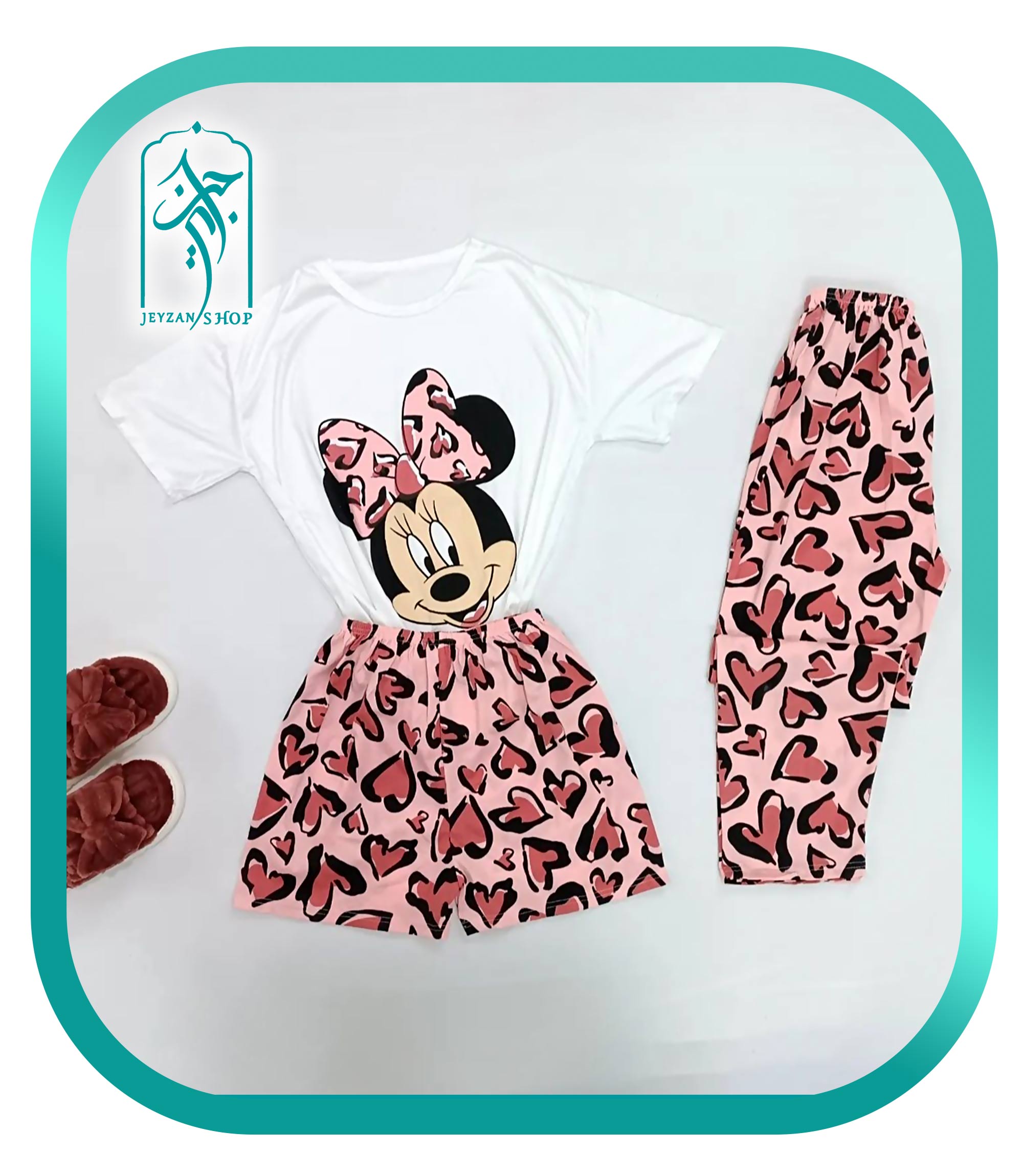 لباس 3 تکه راحتی زنانه مدل میکی موس قلبی