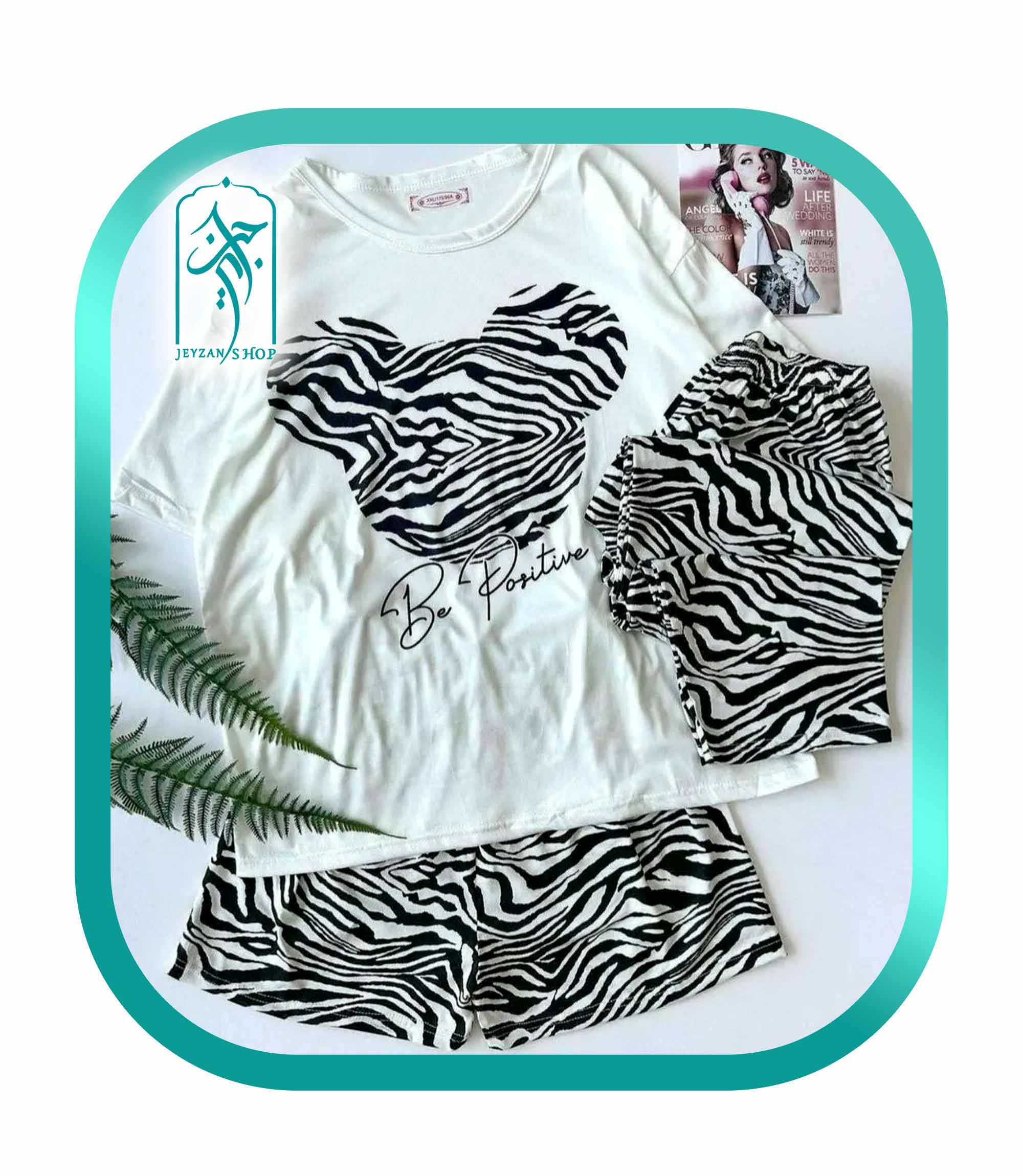 لباس ست 3 تکه راحتی دخترانه طرح موش راه راه BE Positive مدل 046