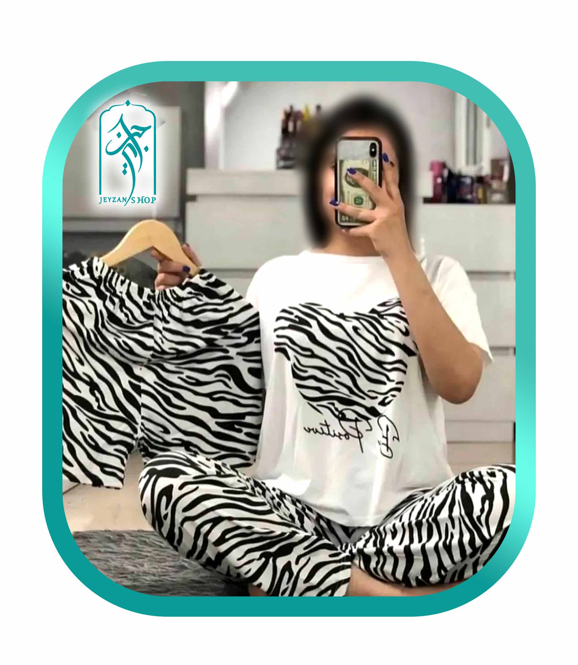 لباس ست 3 تکه راحتی دخترانه طرح موش راه راه BE Positive مدل 046