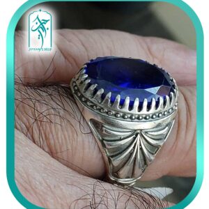 انگشتر نقره نگین اتمی آبی مدل 001