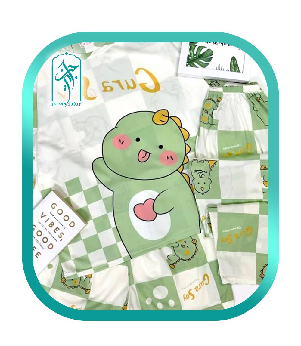 لباس ست سه تکه راحتی زنانه طرح اژدها Gura Soy کد H086