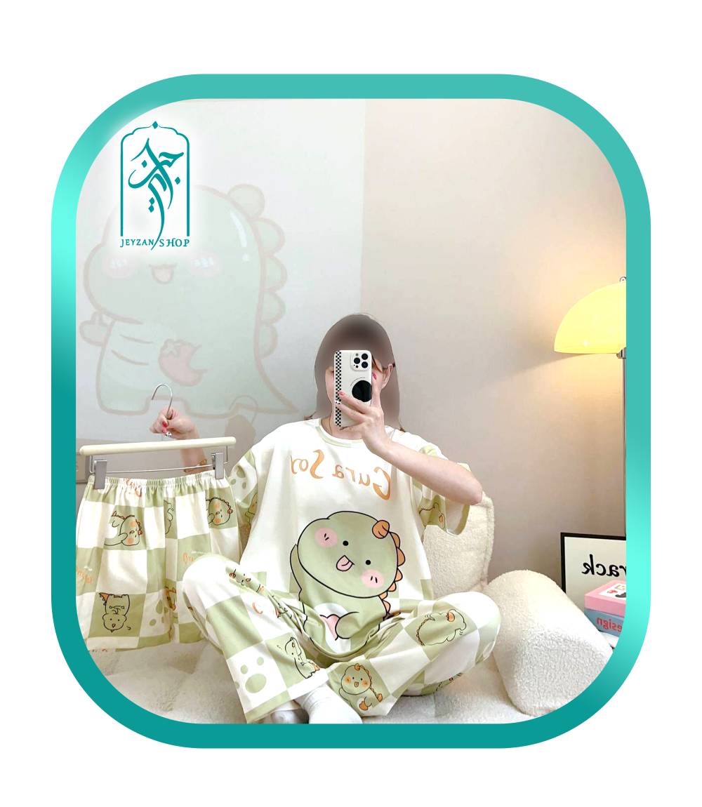 لباس ست سه تکه راحتی زنانه طرح اژدها Gura Soy کد H086