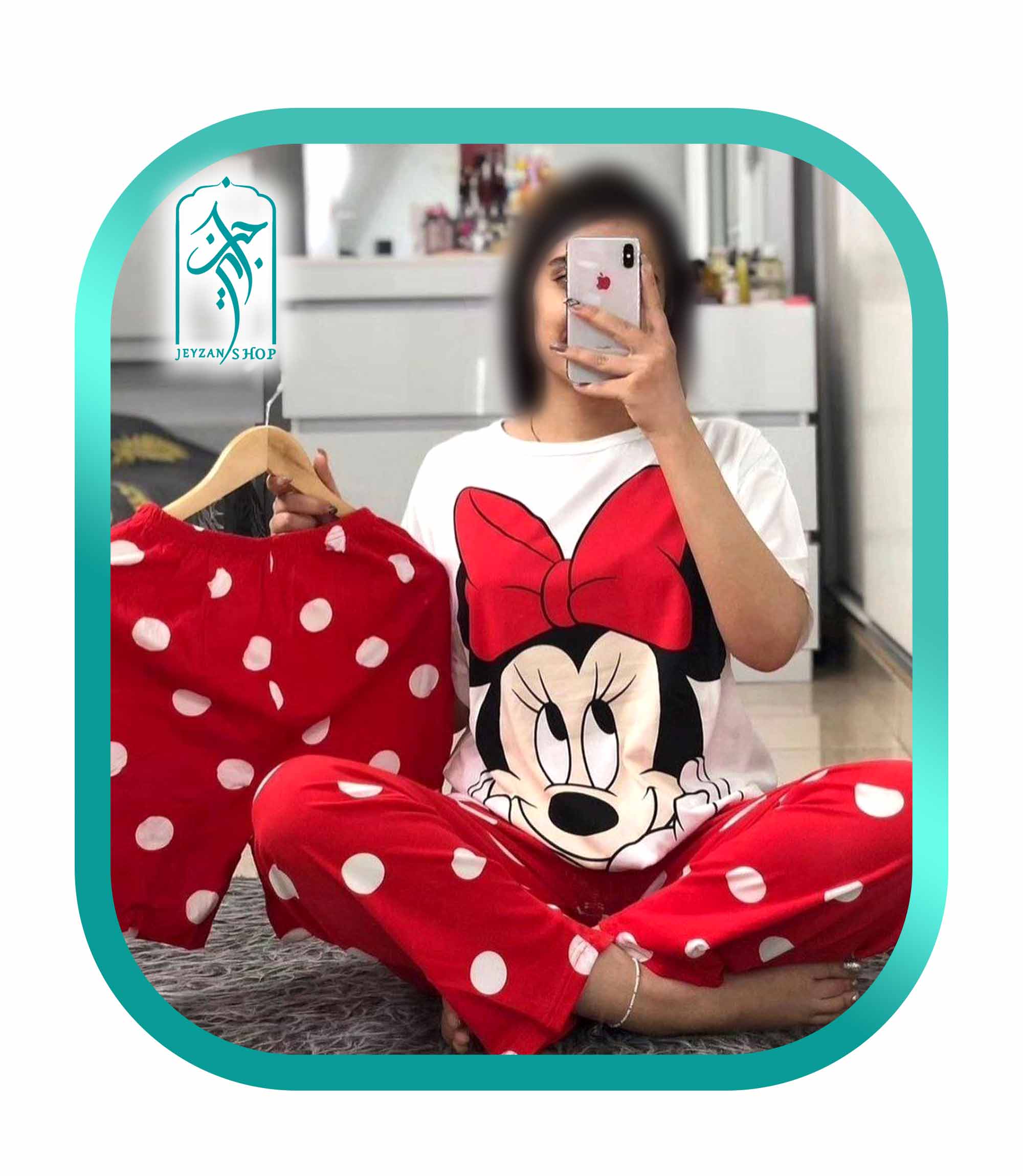 لباس ست 3 تکه راحتی دخترانه طرح موش مینی موس مدل 049