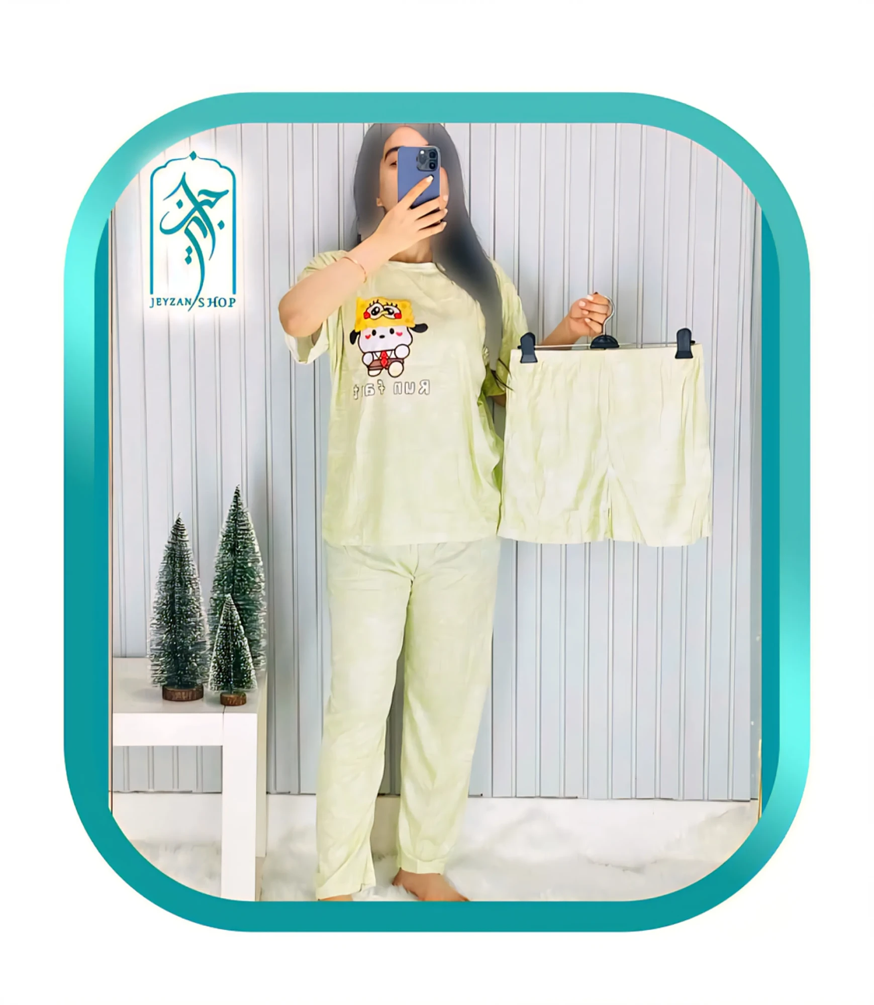 لباس ست سه تکه راحتی دخترانه و زنانه طرح باب اسفنجی کد H08۷