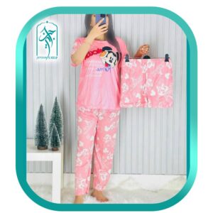 لباس ست سه تکه راحتی دخترانه و زنانه طرح میکی هدفون کد H089