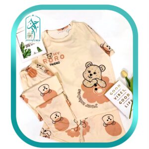 لباس سه تکه راحتی زنانه و دخترانه طرح خرس MY RORO کد H070