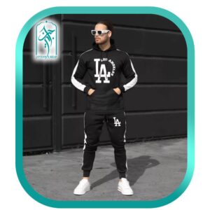 ست هودی و شلوار اسلش مردانه طرح LA مدل 054