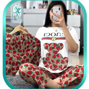 ست ۳ تکه لباس زنانه طرح خرسی توت فرنگی گوچی