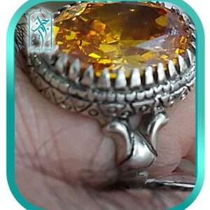 انگشتر نقره نگین اتمی طلایی مدل 005