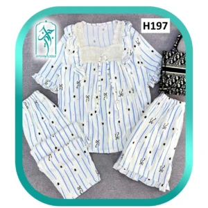 Womens and girls three piece frill set with square colla...