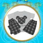 لباس ست سه تیکه راحتی زنانه طرح موش راه راه کد H0141