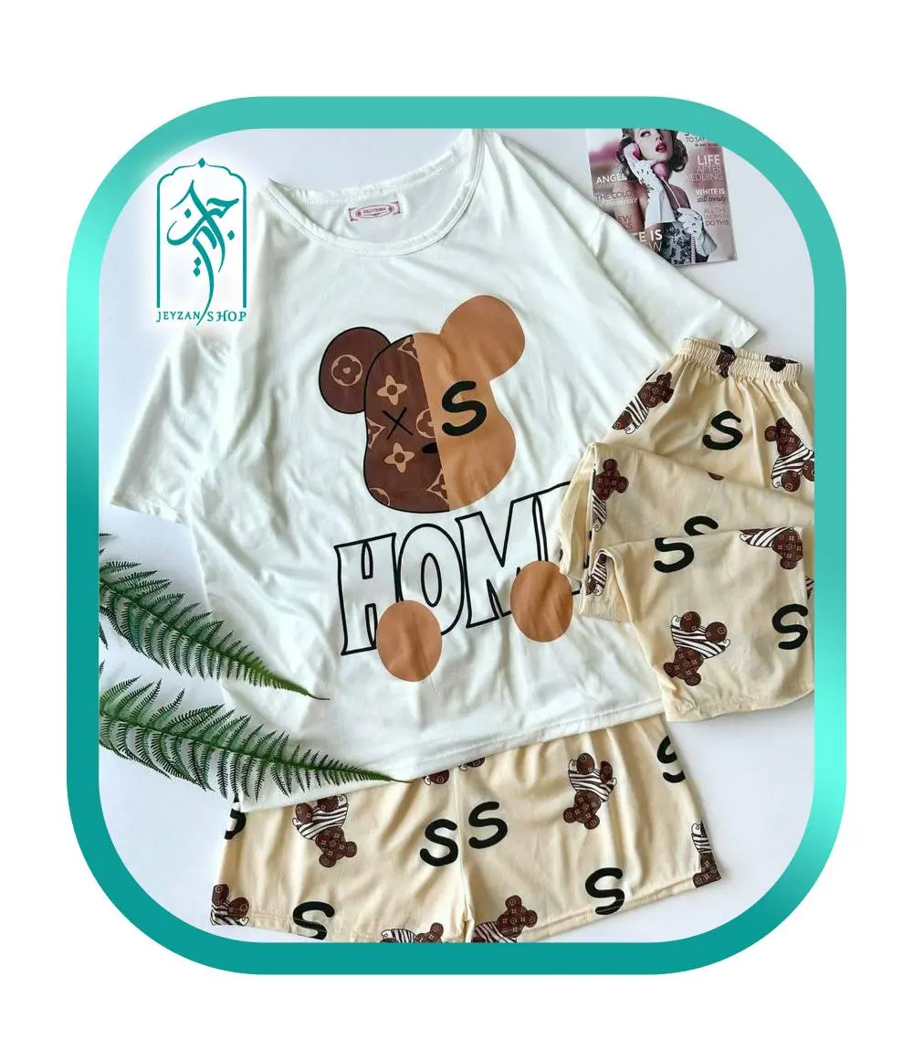لباس ست سه تکه راحتی زنانه طرح خرس کد H105