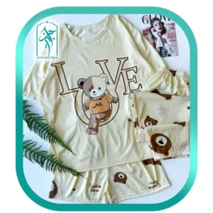 لباس ست سه تیکه راحتی زنانه طرح LOVE کد H0101