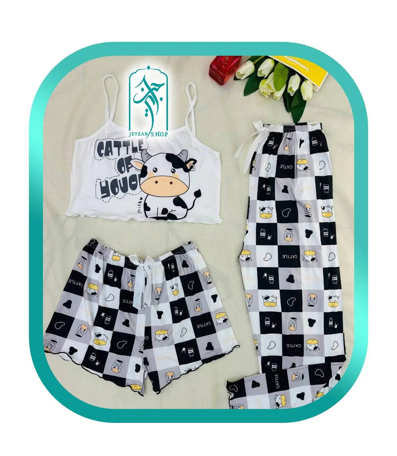 WOMENS COMFORTABLE 3 PIECE DRESS SET MODEL COW CODE H204