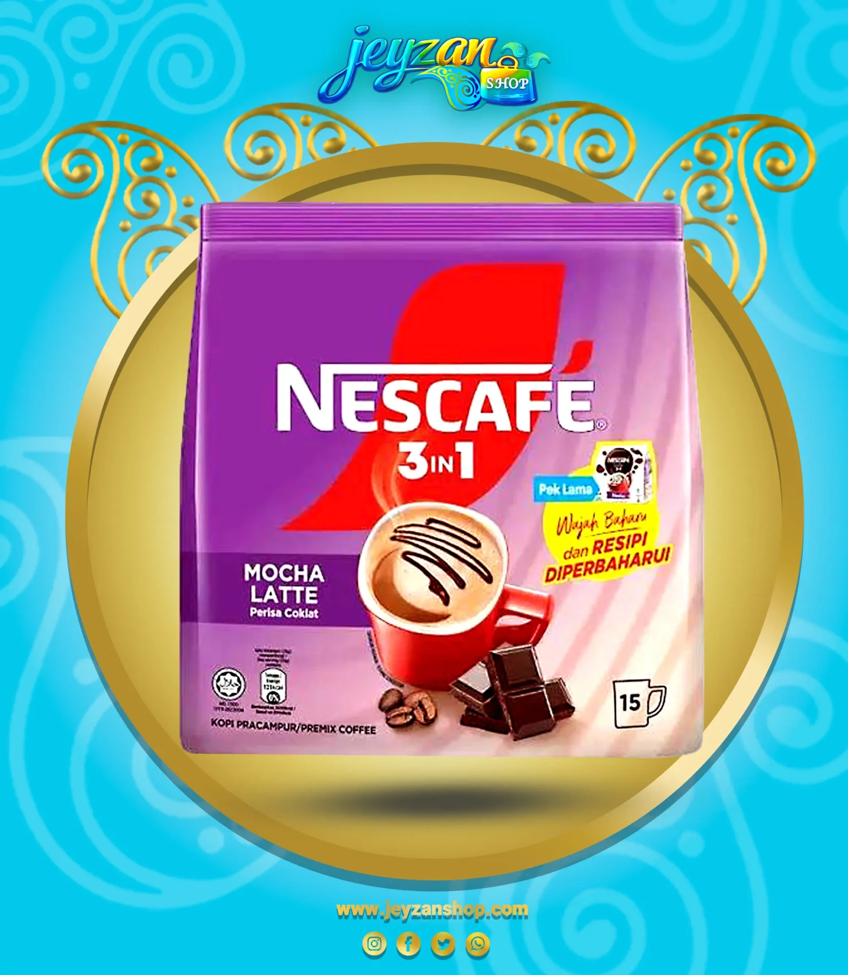 NESCAFE 3IN1 INSTANT COFFEE LATTE MOCHA PACK OF 15st (ORIGINAL)
