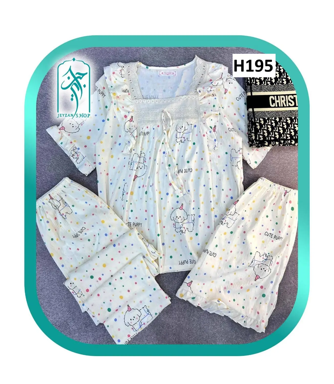 Womens and girls three piece frill set with square colla........