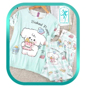 لباس ست سه تکه زنانه و دخترانه طرح Baked puppy کد H228
