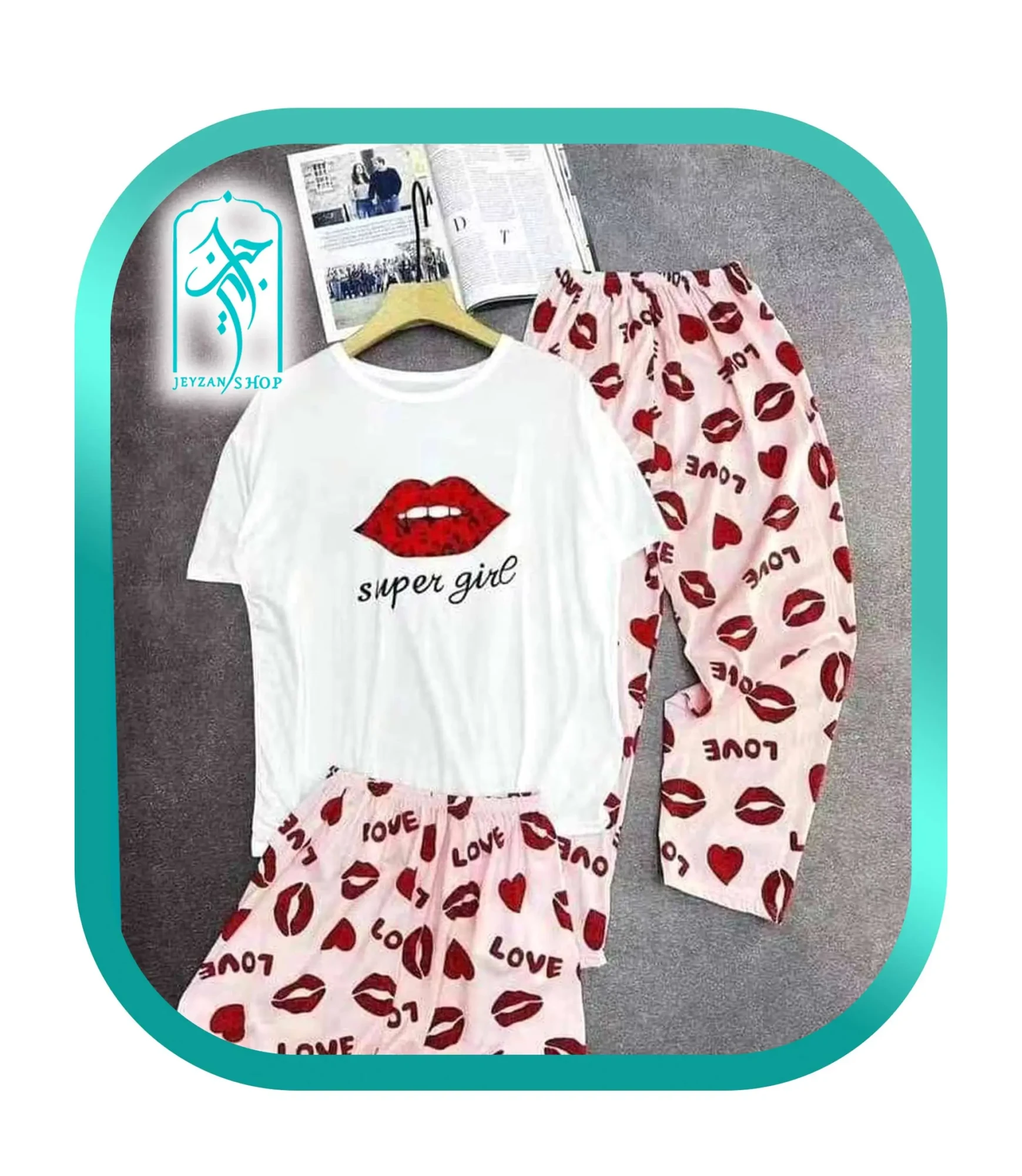 لباس ست سه تکه زنانه و دخترانه طرح LOVE کد H249