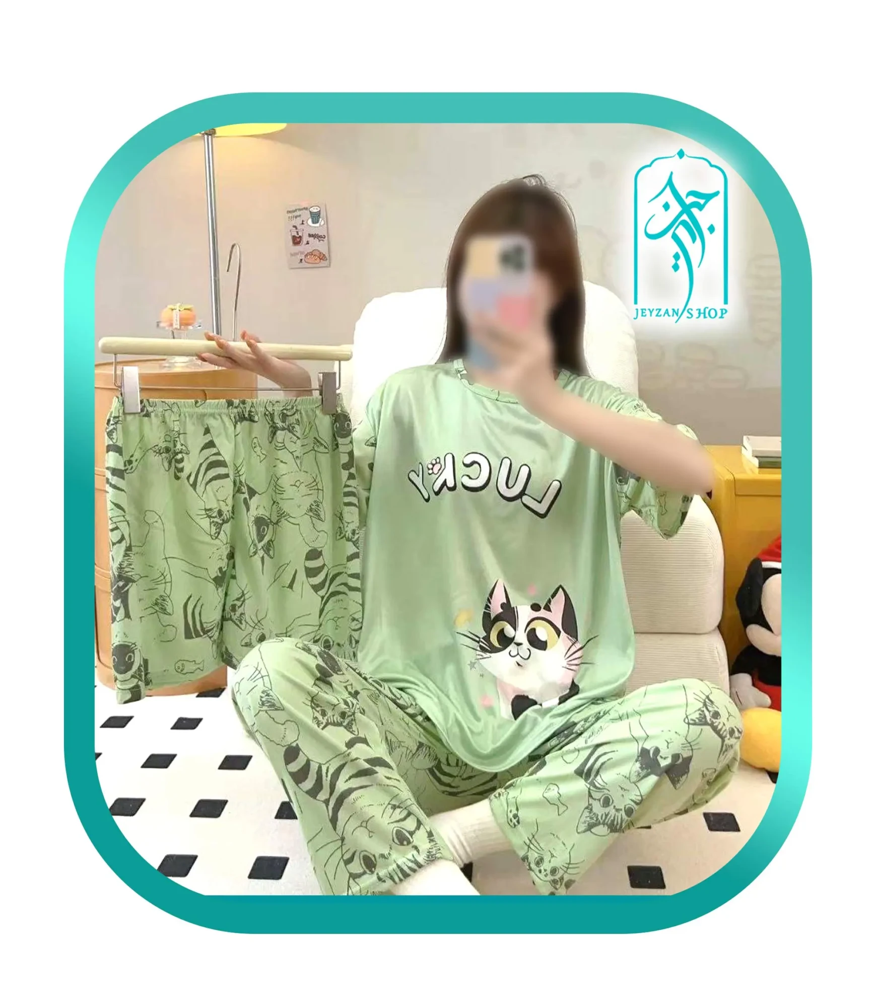 لباس ست سه تکه زنانه و دخترانه طرح Lucky کد H242