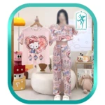 لباس ست سه تکه زنانه طرح کیتی قلبی کد H283