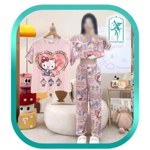 لباس ست سه تکه زنانه طرح کیتی قلبی کد H283